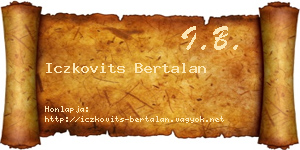 Iczkovits Bertalan névjegykártya